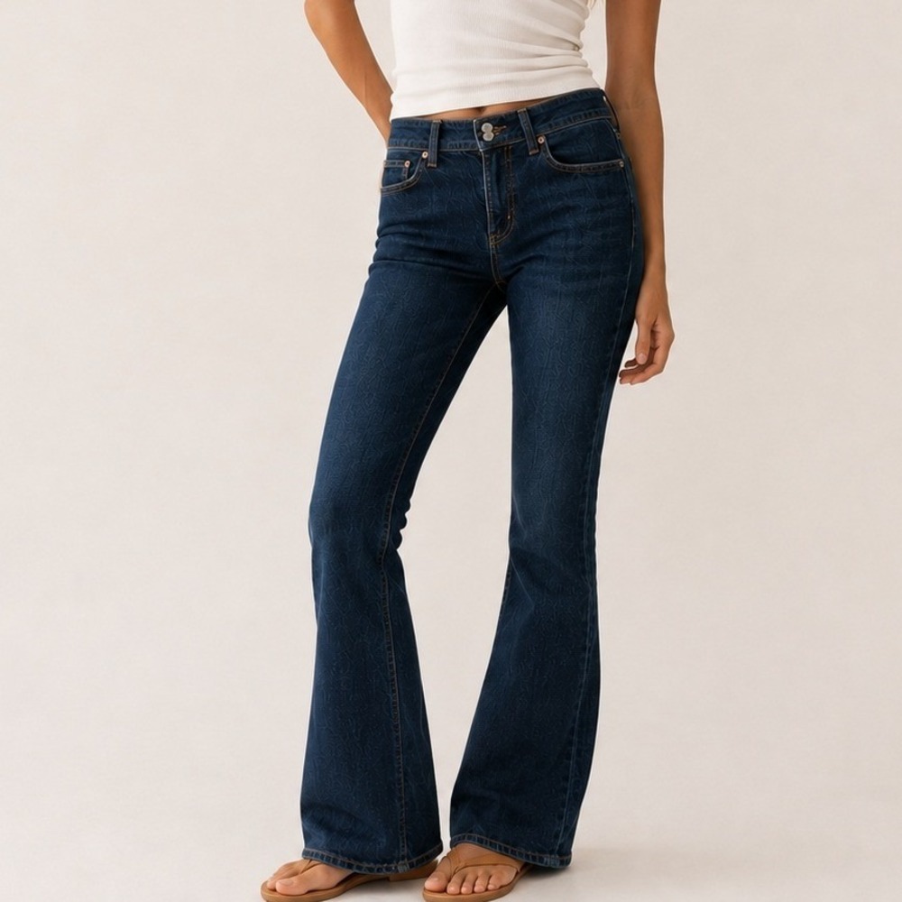 NWT Abercrombie & Fitch Curve Love Archive Bootcut Jeans Dark Wash Bling Size 27